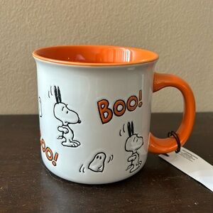 PEANUTS  21 oz  Coffee Mug  Halloween BOO! Snoopy & Ghosts Orange& White NEW